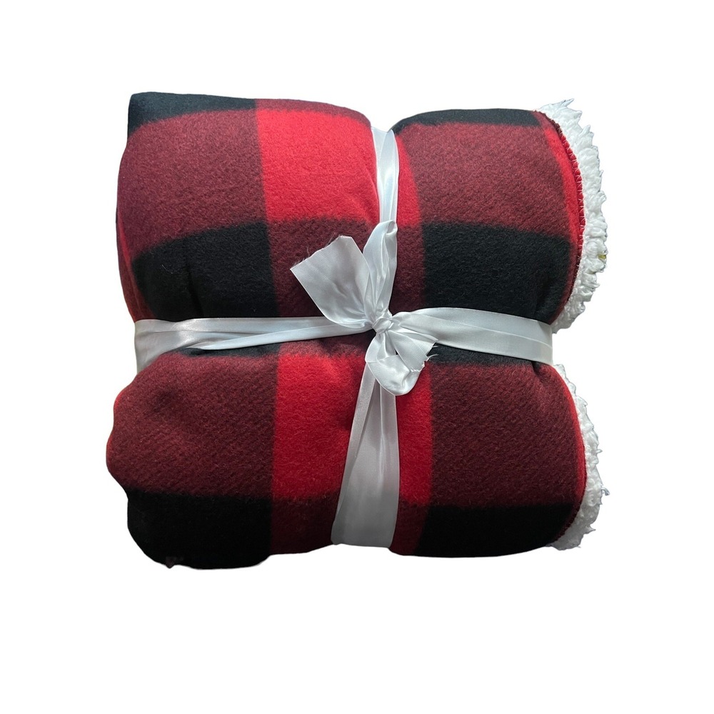 Plaid Buffalo Checker Christmas Throw Blanket Soft Sherpa Fleece for Sofa Couch - Picture 3 of 3